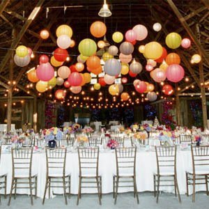 lámparas de papel globos de colores