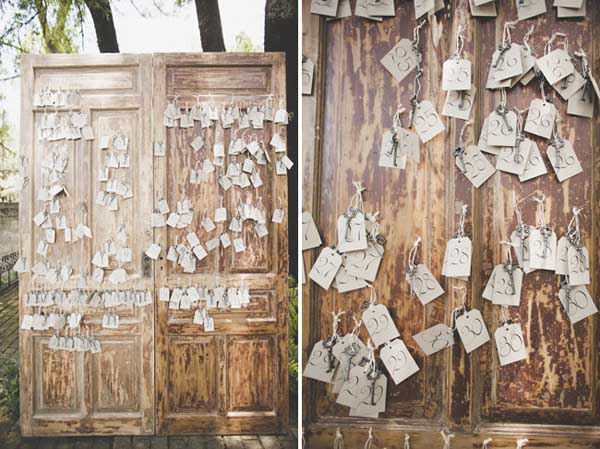 Escort Cards en una puerta antigua