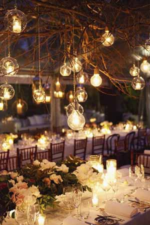 iluminación de boda bohemia chic