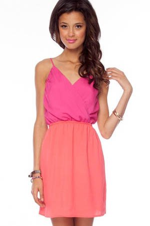 vestido rosa y naranja